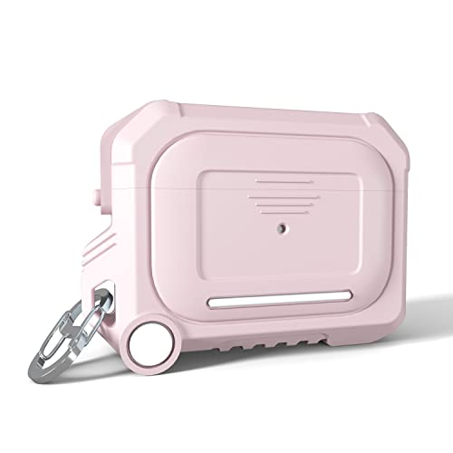 Dikdoc for AirPods Pro 2nd Generation Case Cover with Lock and Keychain, Apple AirPods Pro 2 Silicone Armor Case Magsafe Watch Charger Compatible AirPods Pro Protective Case Men (Pink)