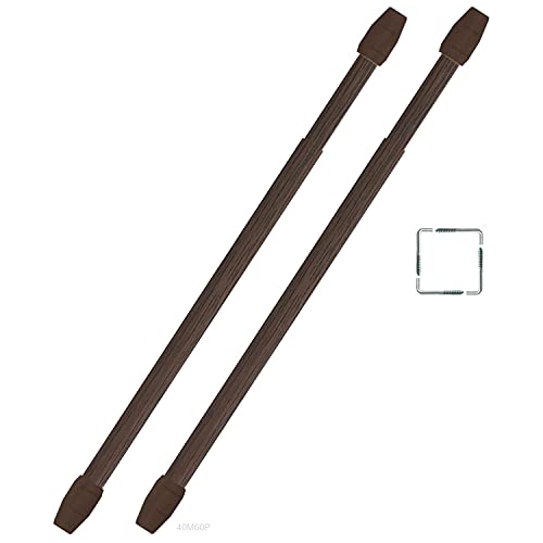 Bravatta. Porta Visillos Extensible sin muelle de 40 a 60 cm. plano Barra ajustable para cortinas. Barra extensible para visillos y cortinas. Varilla Colgar Ropa (Marron madera) Cover