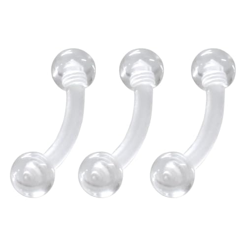 [ROQUE] へそピアス 透明 バイオフレックス バナナバーベル ボディピアス 16G 約8mm(3個SET)