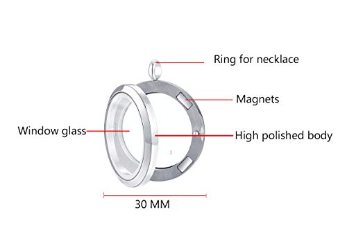 Yoyony Inspirational/Love/Friendship Themes Stainless Steel Magnetic Floating Charm Glass Locket Necklace,Gifts For Women. (I Love You To The Moon And Back) #TOP2