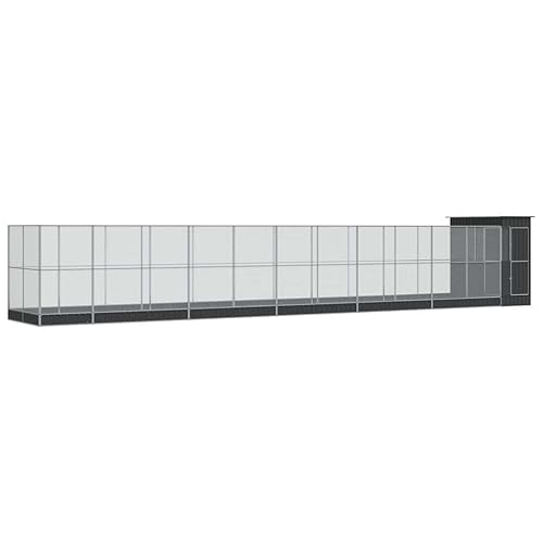 vidaXL Pajarera con extensión Acero Plateado 1244x203x216 cm