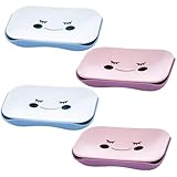 4 Stück Seifenschale mit Ablauf, Seifenhalter Dusche und Waschbecken, Smiley-Design Seifenablage...
