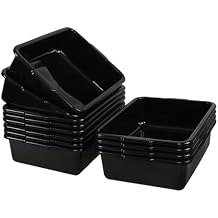 12-pack 13 Liters Plastic Bus Tubs, Commercial Bus Tray Box Wash Basin Tub, Black Dish Washing Pans