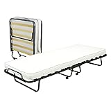 Un producto Made in Italy. Cortassa - Cama plegable XL Comfort - Colchón de poliuretano de 10 cm de alto - Somier individual de listones de madera de 90 x 200 cm - Cama ahorra espacio con ruedas