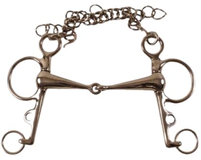 Pelham snodato in inox pieno, imboccatura con barbozzale spessore 18 mm 14,5 cm
