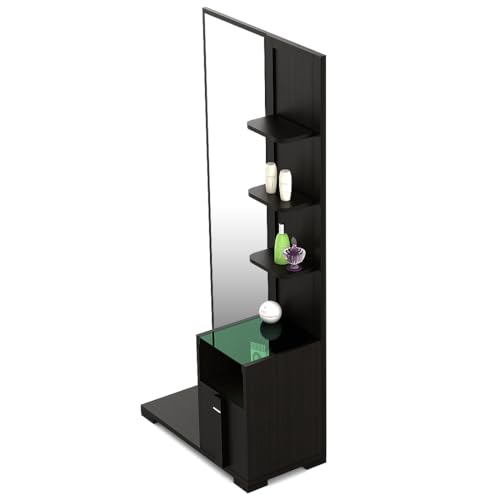 Image of Spacewood Dressing Table | Grace | 3 Year Warranty | 4 Shelves & 1 Drawer, Vanity Table for Bedroom, Living Room, and Home| Engineered Wood | Natural Wenge