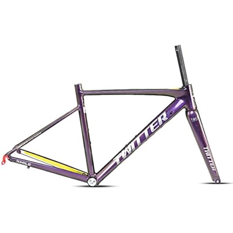 700C Road Bike Frame Rim Brake Aluminum Alloy Bicycle Frame BSA68 46/48/50/52cm Discoloration Frame Quick Release,with Carbon Fork (Color : Yellow, Size : 48CM) Cover