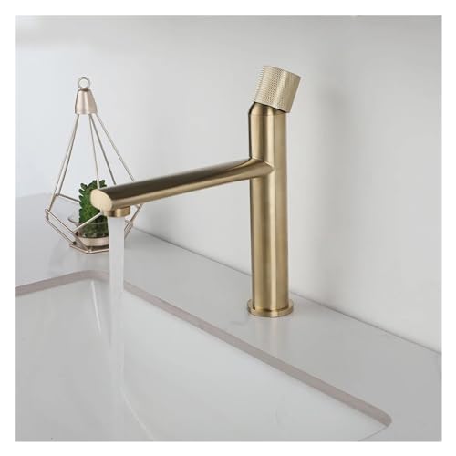 Robinet en Or brossé mitigeur monotrou chic pour lavabo de salle de bain