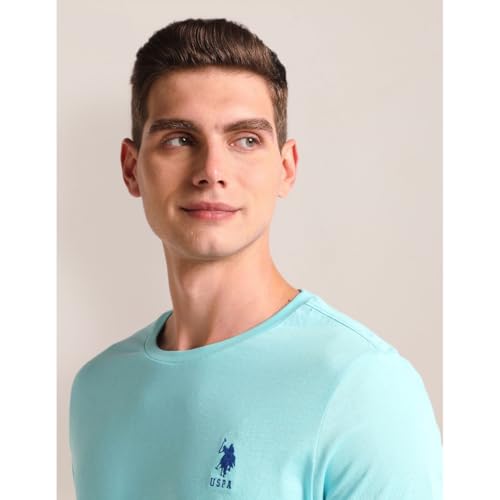 Image of U.S. Polo ASSN. Knitted Slim Fit Cotton T-Shirts for Men - Breathable & Comfortable, Half Sleeves Mens Casual T Shirts