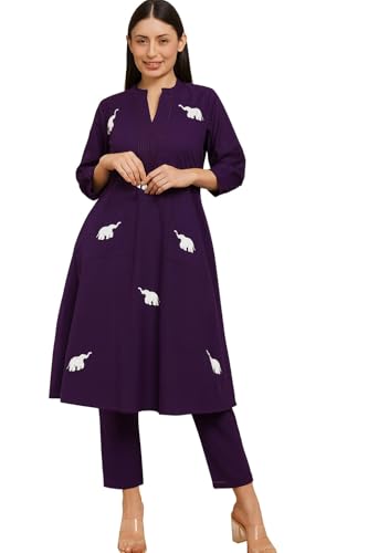 ISHKRATI Women’s Cotton Flex Printed Straight Kurta & Pants Set