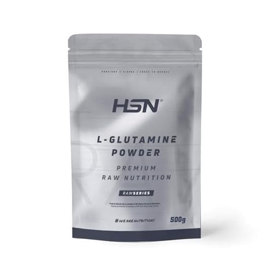 L-Glutamina en Polvo de HSN | Sin Sabor 500 g = 100 Tomas por Envase 100% Pura Glutamina | No-GMO, Vegano, Sin Gluten