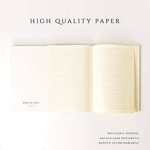 Belcraft Tivoli Refillable Recycled Leather Bound Journal, Made in Italy, Including Gift Box, A5 (15x21 cm) Brown