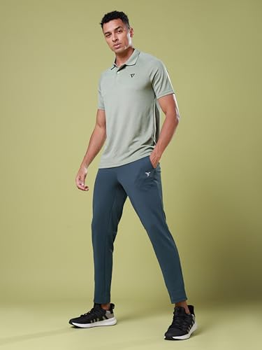 Image of TECHNOSPORT Men's 100% Polyester Slim Fit Self-Design Half Sleeve Polo T-Shirt with Double Cool, SPF50+ Properties for Gym, Workout 7 Regular Use