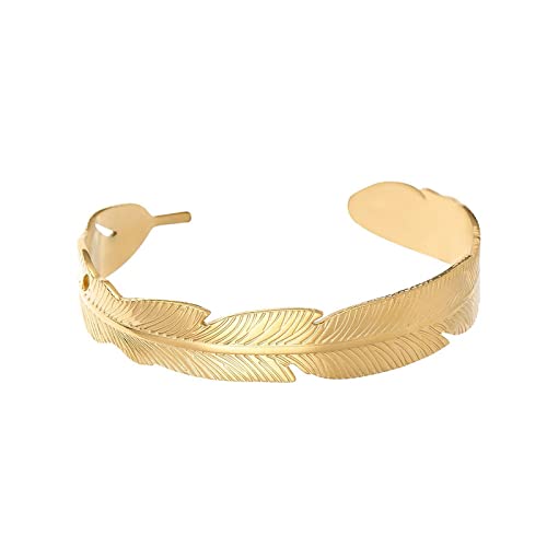 Bracelet plume femme ajustable : manchette C style hip hop pour fille et cadeau décontracté