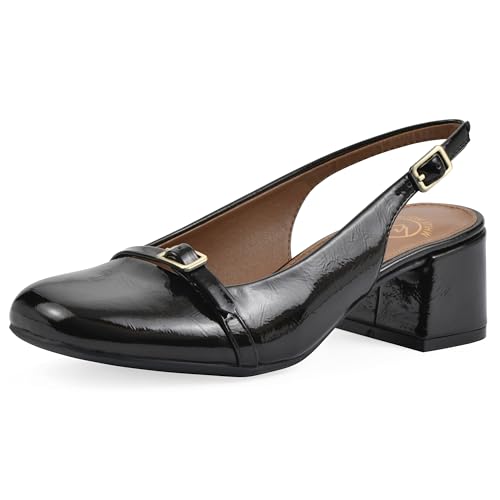 WHITE MOUNTAIN Women's Later Cap Toe Slingback Block Heel