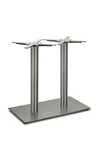 Dublino Premium Edelstahl (AISI 304) Tischgestell eckig PD7091inox (Nirosta), satiniert-matt | Höhe: 73 cm | Gewicht: 31 kg | Doppelsäule, satiniert-matt mit 75 x 40 cm Bodenplatte | Indoor & Outdoor Cover