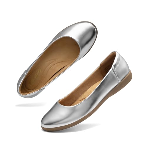 Image of DREAM PAIRS Women's Comfortable Ballet Dressy Work Flats, Round Toe Slip on Office Shoes