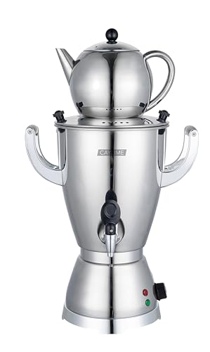 Caytime Samowar 5 L Semaver Edelstahl – Teekocher/Elektrischer Samowar für Gastronomie & Haushalt