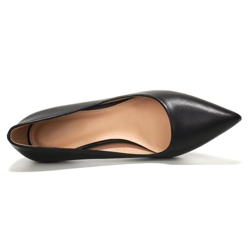 Image of Women's Low Kitten Heel Pumps Classic Fashion Dress Pumps Simple Heeled Shoes for Office Work