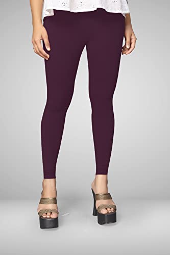 Image of Women's Cotton Skinny Leggings with Ankle Length Solid Pattern Mid Rise and Elastic Closure | Cotton Skinny Leggings for Womens