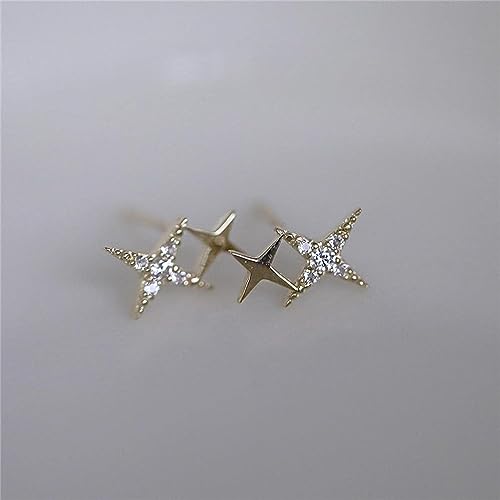 925 Argent Sterling Japonais Micro incrustain Cristal d'étoile à Quatre Pointes Boucles d'oreilles Or Femmes Petits Bijoux de Banquet Mignon – vue 8