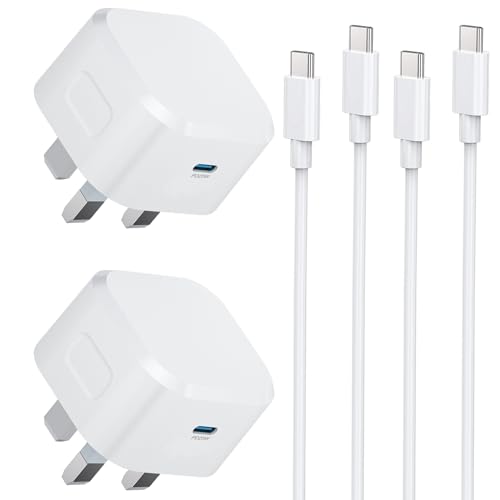 iPhone 17 Charger Plug and Cable 1M 2Pack New i Phone Fast Charging USB Type C Plug UK with USBC Lead for iPhone Apple 17 Air/17 Pro Max/17 Pro/16e/16/16 Pro/16 Pro Max/16 Plus/15/15 Pro Max