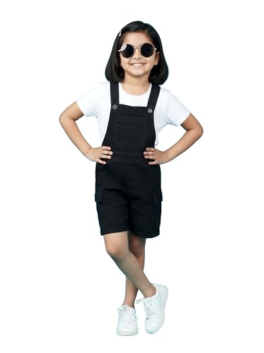 Image of KiddoPanti Unisex Denim Cargo Dungaree Shorts | 69.1% Cotton 29% Spun Poly 1.9% Spandex | Above Knee Length | Soft Breathable Summer Dungaree