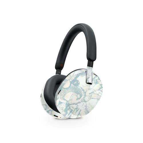 Image of MightySkins Glossy Glitter Skin Compatible with Sony WH-1000XM5 Headphones - Blue Seashells | Protective, Durable High-Gloss Glitter Finish | Easy to Apply
