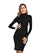 Produktbild Enjoyoself Damen Rollkragen Strickkleid Elegant Rippstrick Knielanges Pullikleid Warme Figurbetonte Winterkleider für Freizeit,Schwarz,S