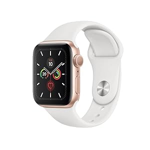 Apple Watch Series 5 (GPS, 40MM) – Gold Aluminium case with White Sport Band (Renewed)