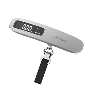 GRIFEMA GA2006 Digital Luggage Scale, 50kg (110lb) Capacity, Backlit LCD Display, Tare Function, Lightweight for Travel, Silver
