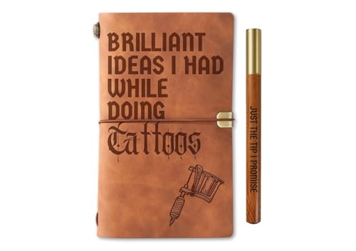 InnoBeta Tattoo Artist Gifts for Women, Tattoo Artist Journal Notebook with Pen, Refillable Sketchbook, Travel Diary, Lined Planner, 7x5 Inches, Brown
