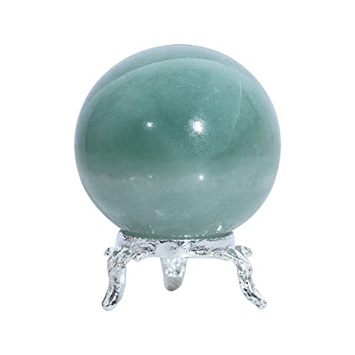 FASHIONZAADI Groene Jade Edelsteen BOL Met Standaard Voor Chakra Balancing Feng Shui Handgemaakte Bal Reiki Healing Kristal Waarzeggerij Stenen BOL Spirituele Gift & Home Decor Grootte: - 55-60 Mm Cover