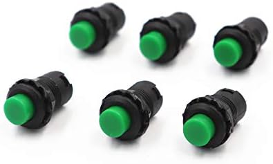 6pcs Self-Lock/Momentary Pushbutton Switches DS228 DS428 12mm Off- ON Push Button Switch 3A /125VAC 1.5A/250VAC DS-228 DS-428 Momentary, Green