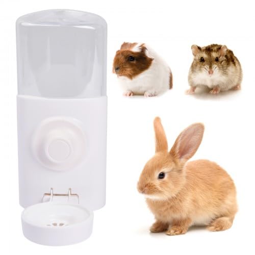 Cozlly 600ml Botella Agua Conejo, Dispensador Agua Automático, Bebedero Conejo para Jaula, Dispensador de Agua para Jaulas de Animales Pequeños para Conejos, Chinchillas, Erizos y Ardillas, Blanco