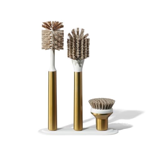 Curio Home Goods Ionic Brush Set, Magnetized to Stand Upright, Stainless Steel with Replaceable Heads, Brass/Gold by Curio Home Goods - Used condition - CA$53.13