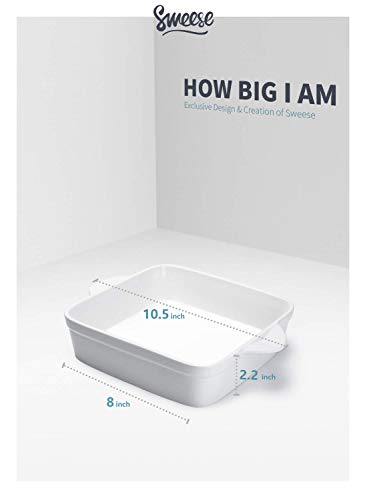 Sweese 8X8 Inch Square Porcelain Baking Dish With Double Handles - Non-Stick Oven Casserole Pan For Brownie, Lasagna, Roasting - Great For Serving Or Cooking #TOP2