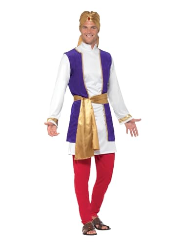 Smiffys Disfraz de príncipe árabe, Multicolor, con chaqueta, chaleco, pantalón, cinturón y turbante Halloween