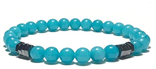 BOCbco Steinarmband Damen, 7 Chakra Naturstein Perlen Fluorit Armreif Sechskantmutter Schmuck Yoga Elastic Unlimited Charm Blau Armbänder Diffusor Damen Stein Armband