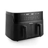 GreenPan Switch Double Basket Air Fryer, Extra-Large 10L Capacity, PFAS-Free Drawer and Tray, One-Touch Presets, Black