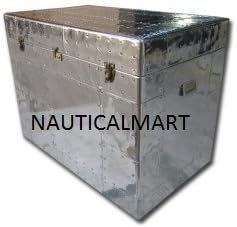 NauticalMart Vintage Aluminium Antique Style Spitfire Trunks & Table Box