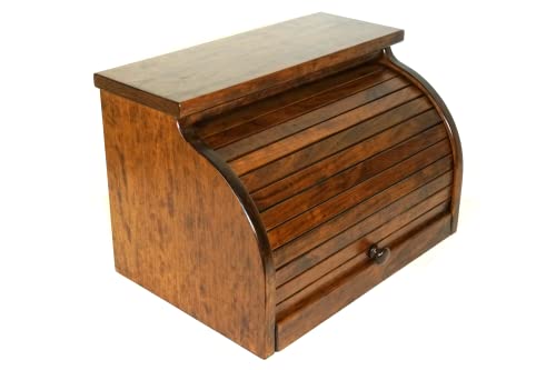 DutchCrafters Solid Wood Large Bread Box with Roll Top - Kitchen Counter Storage - Amish Made in USA (Cherry - Michael's Cherry)