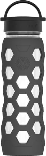 Lifefactory 22oz Glass Water Bottle with Classic Chug Cap, Carbon image 4