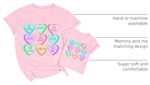 Image of Mommy and Me Valentines Day Shirts: Love Heart Tshirt Family Matching Outfits Mom and Girls Valentines Day Gifts