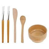 iplusmile Masken Mischschüssel Satz aus Natürlichem Holz 10 12cm Schale mit Pinsel Rührstab...