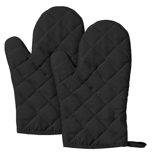 Ofenhandschuhe Hitzebestaendig, Topfhandschuhe, Kochhandschuhe, Backhandschuhe, zum Kochen, Backen, Barbecue Isolation (Schwarz)