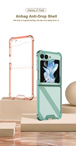 Image of BOUNCEBACK Transparent Shockproof Case /Cover for Samsung Galaxy Z Flip5 / Galaxy Flip 5 Case Cover - (Clear Orange | Rubber)