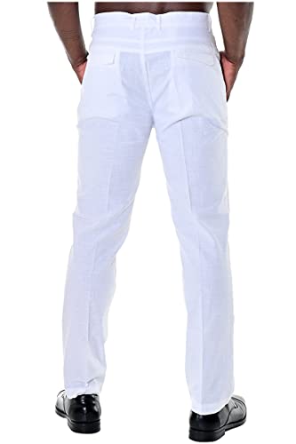bohio Mens Cotton Spandex Summer Casual Beach Dress Pant - Flat Front - in (4) Colors - MCSP4862