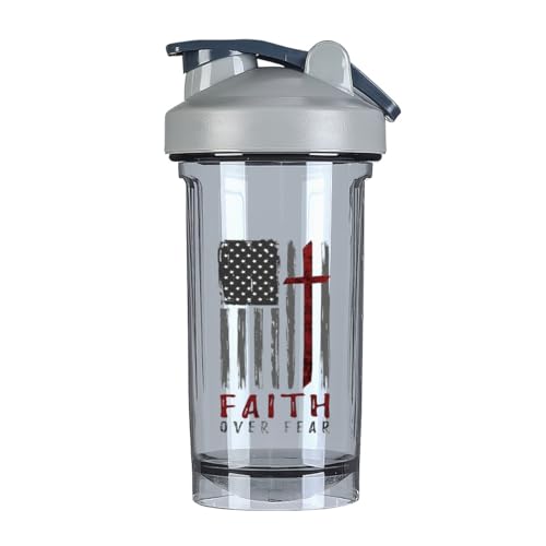 Christian Faith Over 1 18 Ounce Shaker Bottle Drink Mixer Leak-proof Pre Workout Protein Shakes Meal Replacement Shakes Bottles 500ML/18 Oz Gray
