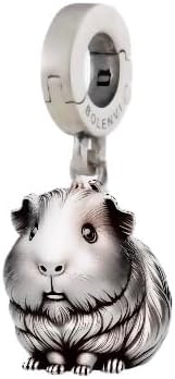 Bolenvi Guinea Pig Clip On Open Dangle Pendant, Omni Clasp 925 Sterling Silver Charms, Compatible with Pandora & Other Charm Bracelets, Necklaces and DIY Jewelry, Cute Charms for Jewelry Making